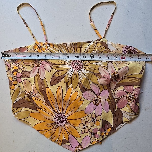 Angie "The Birdie" Top Mustard Floral Boho L/XL New‎ With Tags - Picture 3 of 9